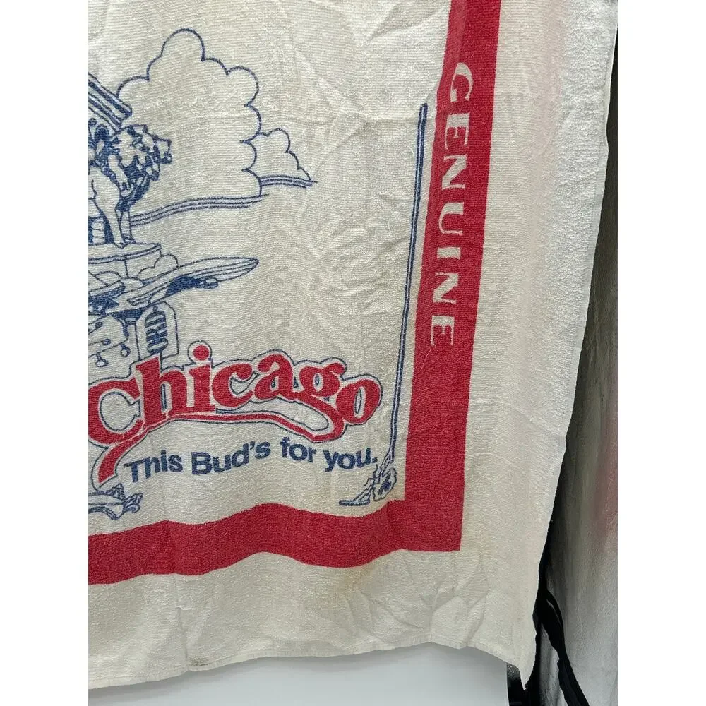 Vintage Budweiser Chicago Beer Towel Bar Towel Memorabilia Collectible As Is HTF